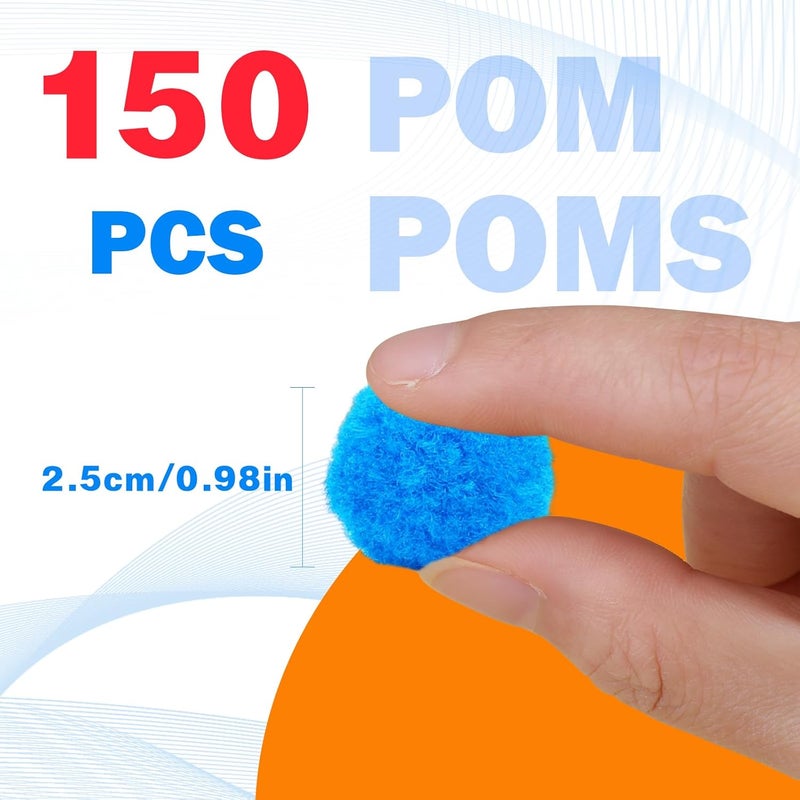 MORFEN 150 Pieces Pom Poms, 1 Inch Blue Craft Pom Poms, Fuzzy Pompom Puff Balls, Small Pom Pom Balls for DIY Arts and Crafts Projects, Home Decorations - Image 2